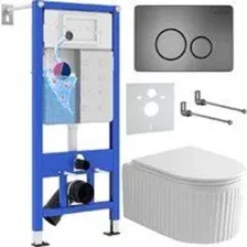 Унитаз подвесной Roxen Royal Matt в комплекте с инсталляцией StounFix Dual Fresh 6 в 1 968283 (кнопк
