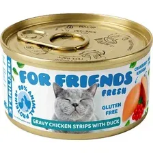 Влажный корм для кошек For Friends Беззерновой для стерилизованных курица, утка, клюква в бульоне (85г)