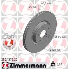 Тормозной диск ZIMMERMANN 250.1372.20 вентилируемый , передняя ось