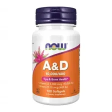 Витамины А и Д NOW Vitamin A & D 10 000/400 МЕ, 100 софтгель капсул