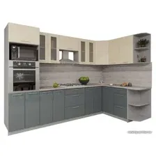 Готовая кухня Интерлиния Мила Gloss 1.68x3.0 правая (ваниль-асфальт)