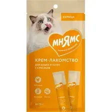 Лакомство для кошек Мнямс Крем-лакомство с курицей / 703836 (4x15г)