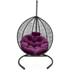 Кресло подвесное Craftmebelby Кокон Капля Зигзаг (графит/фиолетовый)