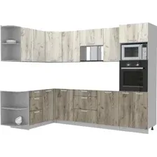 Готовая кухня Интерлиния Мила Лайт 1.68x2.8 левая без столешницы (дуб белый/дуб серый)