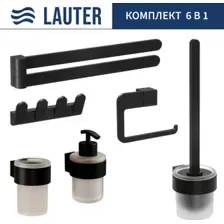 Набор аксессуаров для ванной Lauter 21TS3019 + 21TS3021 + 21TS3009 + 21TS3015 + 21TS3004 + 21TS3023 (Matt Black, 6 предметов)