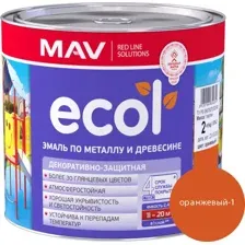 Эмаль ECOL по металлу и древесине (ПФ-115) оранжевая-1 глянцевая 2,4 л. (2 кг)