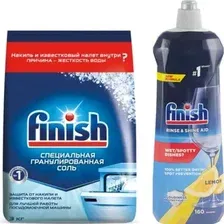 Набор чистящих средств Finish Rinse & Shine Aid 800 мл  Соль для посудомоечной машины Finish Специальная соль 3 кг