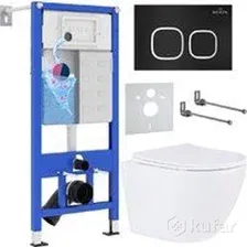 Унитаз подвесной Roxen Antares One Rimless 6 в 1 StounFix Dual Fresh 543169 (кнопка: черный матовый)
