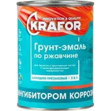 Грунт-эмаль Krafor По ржавчине (1кг, красно-коричевый)