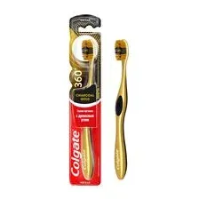 Зубная щетка Colgate 360 золотая с древесным углем