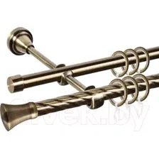 Карниз для штор АС ФОРОС Grace D16K/16Г + наконечники Монако (2.4м, антик)