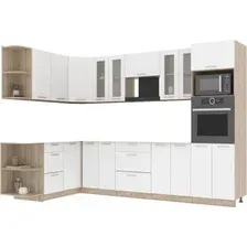 Готовая кухня Интерлиния Мила 1.68x3.0 левая без столешницы (белый платинум)