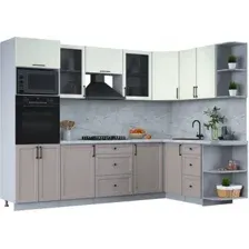 Готовая кухня Интерлиния Тренд 1.68x2.8 ВТ правая (луна/белый/серый каспий)