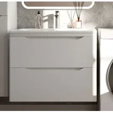 Symbolite Тумба под умывальник Марелла 60 Люкс Plus 2 ящика + Марелла Люкс 60х40 (подвесная, белый матовый)