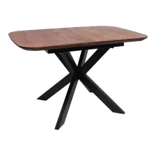 Обеденный стол ОКА Вейв 120-160x80x75 (дуб мореный/черный)