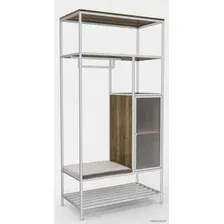 Стеллаж Hype Mebel Босс 100x200 (белый/дуб галифакс олово/велюр серый)