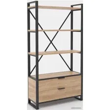 Стеллаж Hype Mebel Стандарт Люкс 80x170 (черный/дуб галифакс натуральный)
