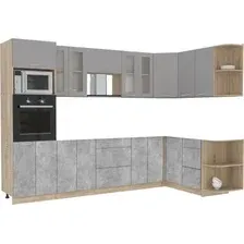 Готовая кухня Интерлиния Мила 1.68x3.0 правая без столешницы (серебристый/бетон)