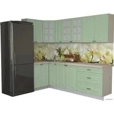 Готовая кухня Интерлиния Мила Деко 1.2x2.5 (мята/травертин серый)