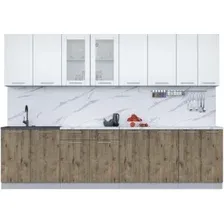 Готовая кухня Интерлиния Мила 30 (белый платинум/дуб веллингтон/белый гранит)
