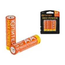 Батарейка AA LR6 1,5V alkaline 4шт. ЮПИТЕР MAX POWER