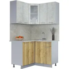 Готовая кухня Интерлиния Мила 12x12 (бетон лайт/дуб золотой/опал светлый)