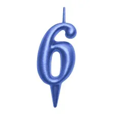 Свеча для торта Мультидом Овал Цифра 6 / МС5-46 (синий)
