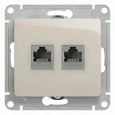 GLOSSA РОЗЕТКА двойная RJ11+RJ45 кат.5e, механизм, МОЛОЧНЫЙ