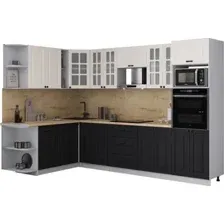 Готовая кухня Интерлиния Мила Деко 1.88x3.0 LV (черный/белый/дуб бунратти)