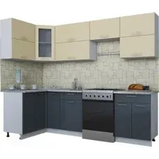 Готовая кухня Интерлиния Мила Gloss 60-12x26 (ваниль/асфальт глянец)