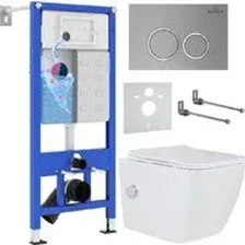 Унитаз подвесной Roxen Cube Bidet One Rimless 6 в 1 StounFix Dual Fresh 533185 (кнопка: матовая)
