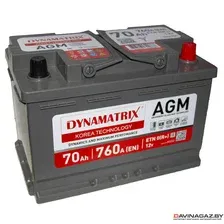 Автомобильный аккумулятор Dynamatrix AGM ETN 0 R+ DEK700 (70 А/ч)