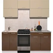 Готовая кухня Интерлиния Мила Gloss 50-19 (ваниль/шоколад глянец)