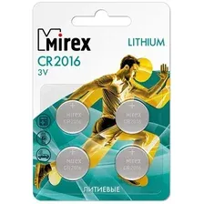 Батарейка Mirex CR2016 4 шт 23702-CR2016-E4
