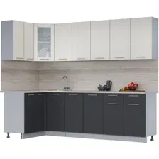 Готовая кухня Интерлиния Мила 12x26 (персидский жемчуг/антрацит/травертин серый)