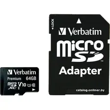 Карта памяти Verbatim Premium 44084 64GB + адаптер