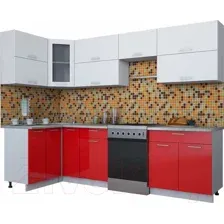 Готовая кухня Интерлиния Мила Gloss 60-12x28 (белый/красный глянец)