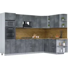 Готовая кухня Интерлиния Мила Лайт 1.88x3.0 правая (бетон потленд/бетон портленд/дуб бунратти)