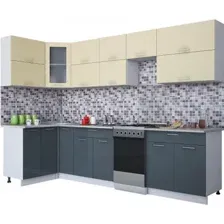 Готовая кухня Интерлиния Мила Gloss 50-12x30 (ваниль/асфальт глянец)