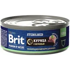 Натуральный корм для кошек Brit Sterilised с мясом курицы и печенью 100 г