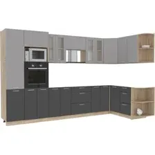 Готовая кухня Интерлиния Мила 1.68x3.4 правая без столешницы (серебристый/антрацит)