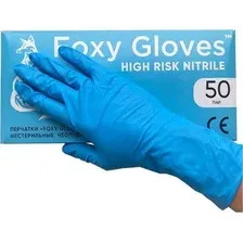 Нитриловые перчатки Foxy Gloves High Risk нитриловые (L, 100 шт, голубой)