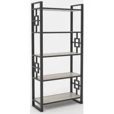 Стеллаж Hype Mebel Квадро 50x200 (черный/дуб галифакс натуральный)