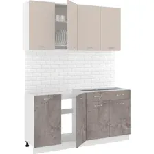 Готовая кухня Кортекс-мебель Корнелия Лира-лайт км.02518 1.6 м без столешницы (капучино/оникс)
