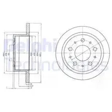 Тормозной диск DELPHI BG4062 полный , задняя ось