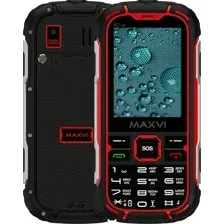 Кнопочный телефон Maxvi R2 up (черный/красный)