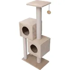 Комплекс для кошек Cat House Двойной домик 1.27, хлопок бежевый