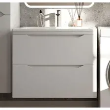 Symbolite Тумба с умывальником Марелла 70 Люкс Plus 2 ящика + Марелла Люкс 70х40 (белый матовый)