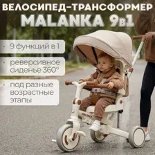 NEW Детский трехколесный велосипед беговел 9 в 1 BubaGO BG 211 Malanka Бежевый