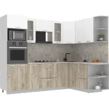 Готовая кухня Интерлиния Мила 1.68x2.6 правая (белый платинум/дуб серый/малага)
